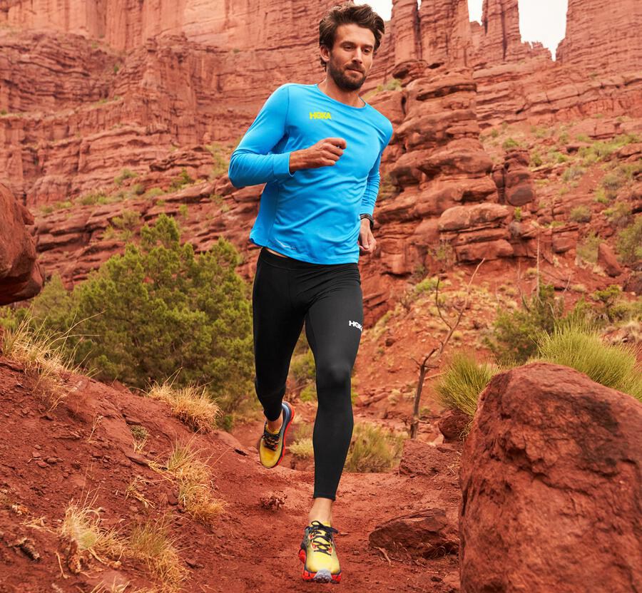 Hoka Australia One One Performance 3/4 Sleeve - Mens Tops Blue - XVRLC-0894